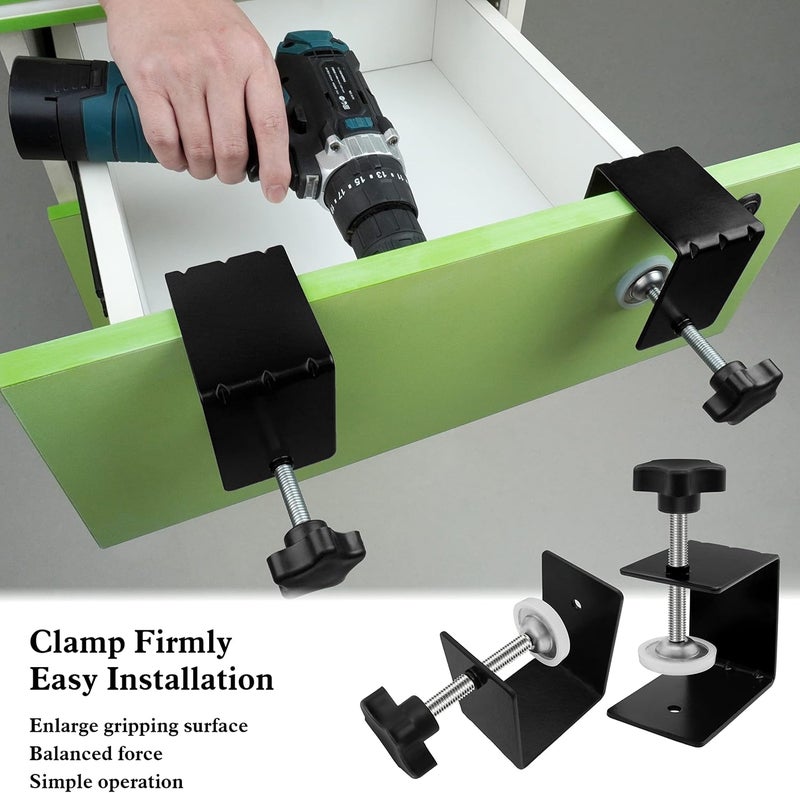 ViewReal Large Drawer Front Panel Installation Clamps Cabinet Hardware Jig C Clamps 3mm Thicker Drawer Drill Hole Guide U Clamp with Big Silicone Protective Pads(4 Pack) - Image 5
